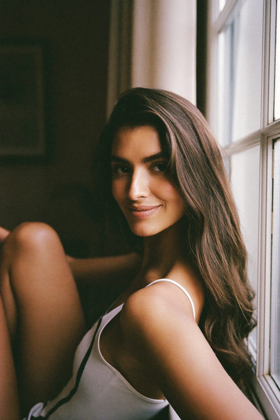 Analog Film prompt pack — portrait section sample, window-light film portrait with visible grain